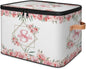 Custom Initials Storage Bins with Lid, Foldable Personalized Storage Basket Boxes with Handle Pink Flower Shelf Basket Closet Organizer Cube