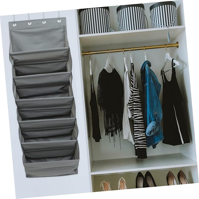 STOBAZA Hanging Storage Organizer for Shoes and Accessories No-assembly Door Pouch Versatile Space-saver for Bedroom Bathroom and Laundry Room Gray Design