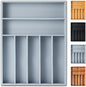 Silverware Organizer, 12.5 Inch Utensil Organizer Kitchen Drawer Organizer Bamboo Silverware Holder Cutlery Tray Organizer in Drawer Flatware Organizer Tray(7 slots, Gray