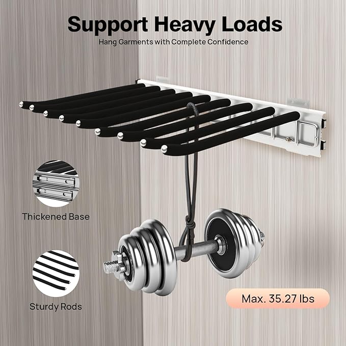 Pull Out Trousers Rack 9 Arms Closet Pants Hanger Bar Stainless Steel Rail Extendable Trousers Hanger for Clothes Towel Scarf Tie, 18.11x12.83in (Left Installation)