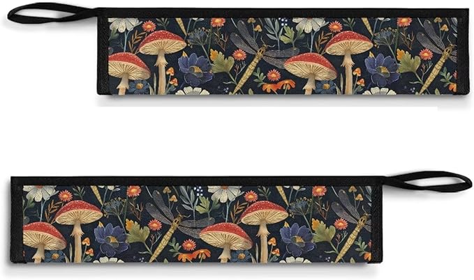 Dragonfly MushroomTravel Cutlery Bag Portable Tableware Carrying Bag with Handle Resuable Camping Flatware Straw Organizer Outdoor Dinnerware Storage Case