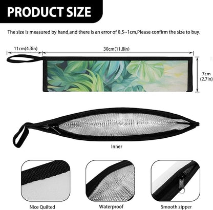 COEQINE Hawaii Style Utensil Holder Green Leave Cutlery Pouch Metal Straws Case With Handle Portable Travel Accessories Work Travel Barbecue，Coconut Tress Tropical Pattern