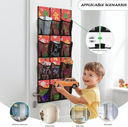The Santa Claus Hanging Door Organizer with 12 Multi-Pockets Home Decor Christmas Door Hanging Shoe Organizer for Dorm Room Essentials