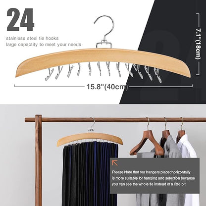 Tie Hanger 24 Hooks Tie Racks For Men Closet, Tie Rack With Upgraded 360°Rotating,Tie Hangers For Men,Tank Top Hanger,Neck Tie organizer,Belts Scarves Accessories for Bras,Tank Tops,Camisoles…