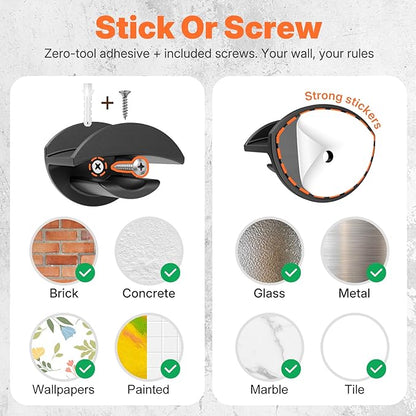 HOUSE DAY Adhesive Hat Hooks for Wall 32 Pack, Strong Hat Rack for Baseball Cap Display Organizer, Hats Holder for Wall, Door, Closet, No Drilling, Black