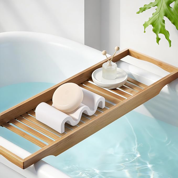 Diatomite Soap Dish Quick Drying Bar Soap Holder Draining Soap Saver Rack Wave Pattern Sponge Tray for Bathroom Sink, Shower, Kitchen, White