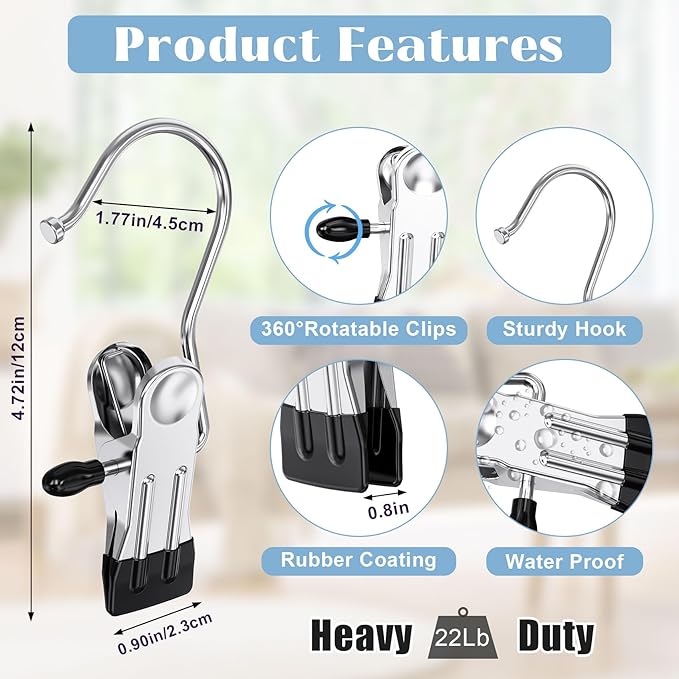 Boot Hangers Clips for Closet, Laundry Hooks Hanging Clips Clothes Pins Boot Holder Clips Space Saving Portable for Travel Tall Boots Socks Towel Jeans Hats (24, Multi)