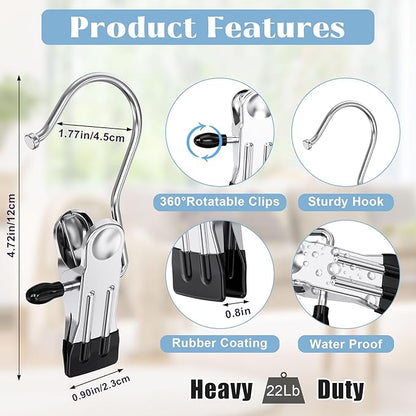 Boot Hangers Clips for Closet, Laundry Hooks Hanging Clips Clothes Pins Boot Holder Clips Space Saving Portable for Travel Tall Boots Socks Towel Jeans Hats (24, Multi)