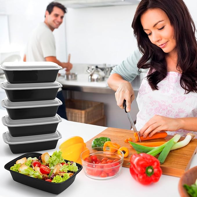 RANLITTLE Meal Prep Containers Reusable 38oz - Food Prep Containers with Lids 50 Pack, Disposable To Go Food Containers, Leakproof, Stackable, Takeout, BPA-Free, Microwave/Freezer Safe