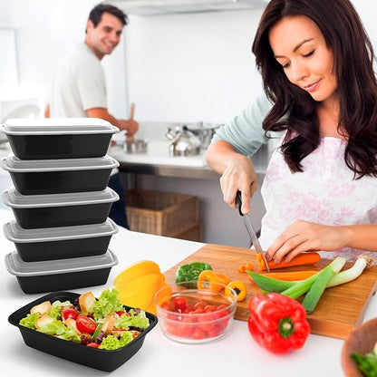 RANLITTLE Meal Prep Containers Reusable 38oz - Food Prep Containers with Lids 50 Pack, Disposable To Go Food Containers, Leakproof, Stackable, Takeout, BPA-Free, Microwave/Freezer Safe