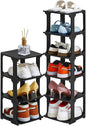 5 Tiers Vertical Shoe Rack, Narrow Free Standing Shoe Storage Organizer for Entryway and Small Closet, Stackable Shoe Holder Shelf Stability DIY, Black
