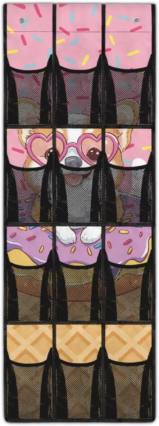 Generic Pink Corgi Door Hanging Shoe Organizer Elastic Over The Door Organizer Bedroom Space Saving Hanging Closet Organizer for Entrances College Dorm Apartments Storage Organizer