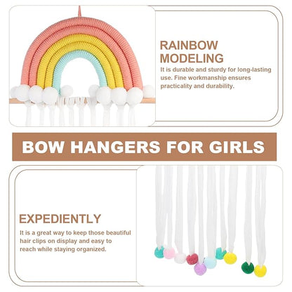 Lurrose Hair Bow Organizer: Hair Bow Holder for Girls - Baby Hanger Clips with Rainbow Tassels - Clips for Baby Hangers