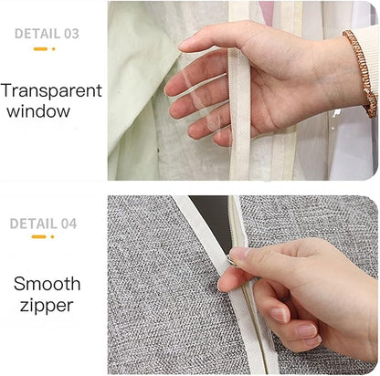 Suit Bags and Garment Covers Cotton and Linen Fabric Garment Bags for Hanging Closet Storage for Suit, Dress, Shirts, Coats, Jackets, Sweater Organizer (4 Colors)(Gray,105 * 60 * 28cm)