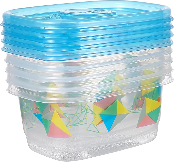 Glad GladWare Design Series Food Storage Containers with Lids, Medium Rectangle BPA Free Plastic for Meal Prep and Lunches, Tight Seal, Microwave and Dishwasher Safe, 24 Oz, 4 Count