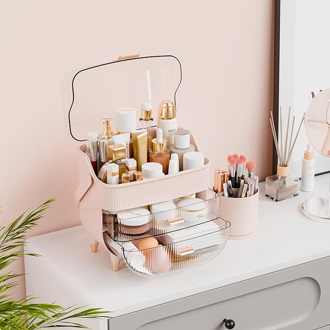 Yieach Pink Makeup Organizer Countertop
