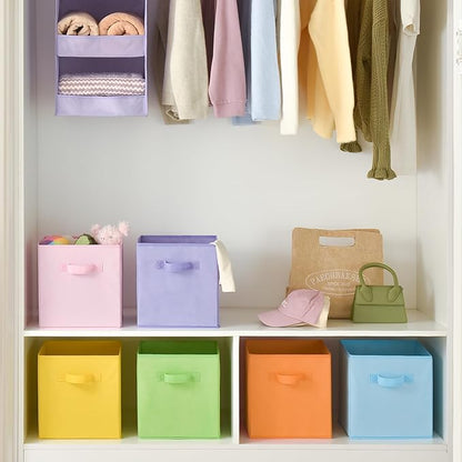 GRANNY SAYS 11x11 storage cubes for shelves, Rainbow-colored Storage Boxes for Cube Storage, 11-inch Cube Storage Bins for Organizing Clothes, Toys, and Books, Set of 6
