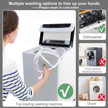 MAGTSMEI Hat Washer Cage,Detachable Folding Plastic Frame & Mesh Bag for Baseball, Wide-Brim Hats, Machine Wash Safe for Sports, Travel, Family Use (White, 1PC)