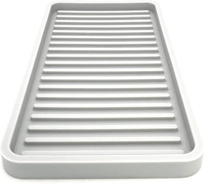 Silicone Sink and Surface Organizer Tray, Sponge Holder, Vanity Tray, Trivet, Heat Safe, Dishwasher Safe, for Bathroom and Kitchen Organization (Light Grey, 10"x5.25")