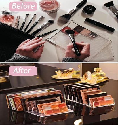 2-Pack Clear Cosmetic Organizers for Makeup Storage - Stackable Eyeshadow Palette Organizer Trays, Countertop & Drawer Makeup Organizer for Bathroom Vanity, Sunglasses