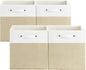 FinishingBo 13 x 13 Inch Fine Linen Storage Bins with Handles，Fabric Cube Boxs，Basket Organizers for Shelves for Home, Closet Drawers (White/Khaki-4 Pack)