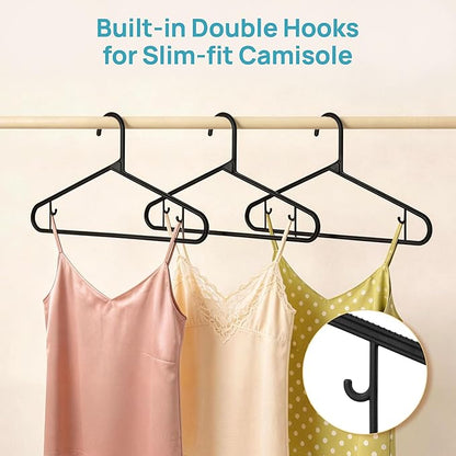 Vtopmart 20 Pack Plastic Clothes Hangers, 16.7in Standard StackFit Hangers for T-Shirt, Coats, Jackets, Sweaters, Non-Slip Slim Hanger with Hooks, Space-Saving in Closet, Durable Clothes Organizers