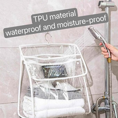 Transparent Bathroom Hanging Clothes Bag Dorm Supplies Dorm Room Essentials Waterproof Shower Storage Organizer (White,Upgraded version)