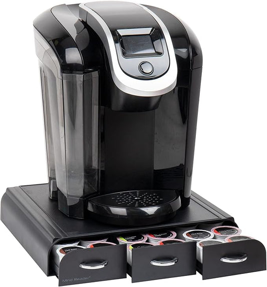 Mind Reader Single Serve Coffee Pod Organizer with 3 Drawers, 36 Pod Capacity, Countertop Coffee Storage for Single Serve Pods, Black
