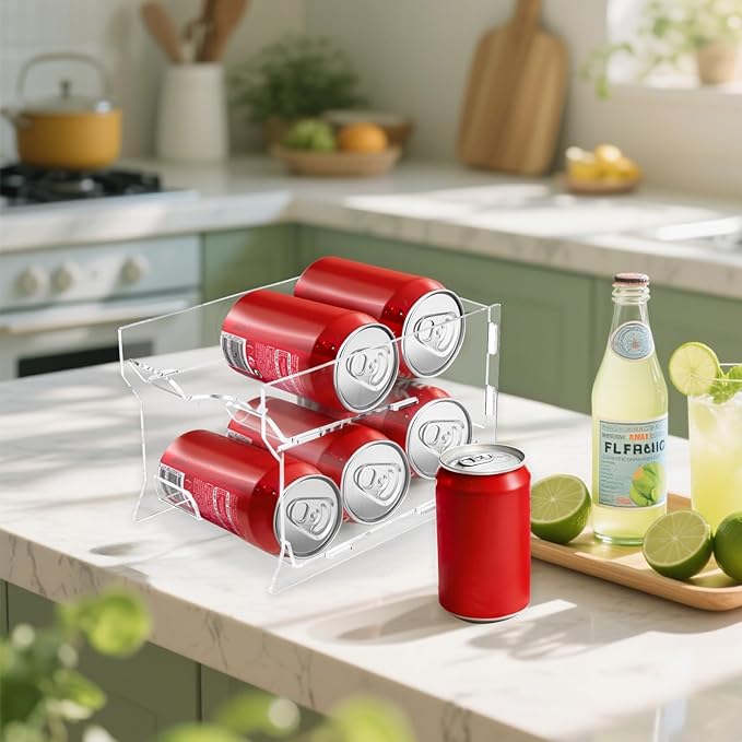 Mini Fridge Soda Can Organizer, Mini Fridge Soda Holder, Mini Fridge Can Organizer for Canned Food Beer Can Hold up to 6 Drinks
