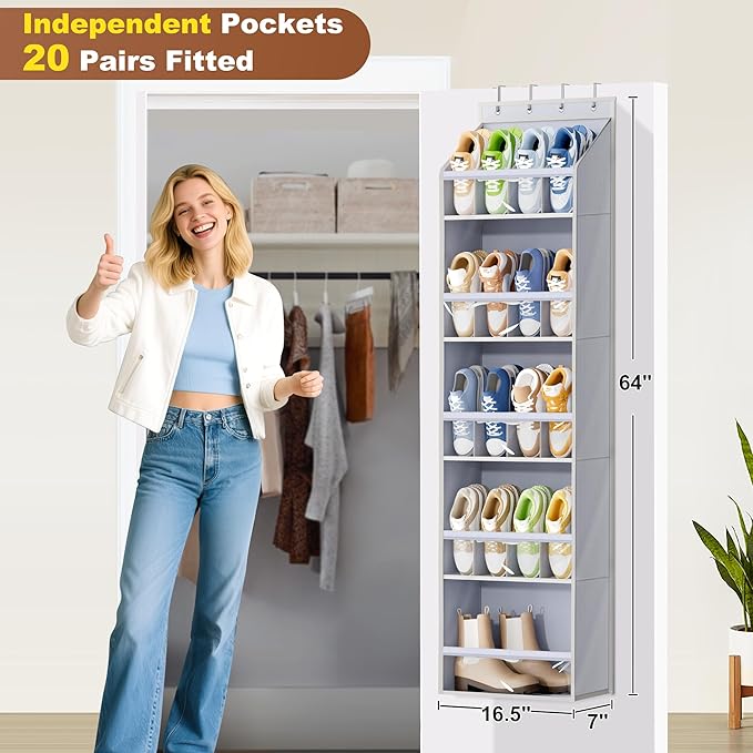 KEETDY Over The Door Shoe Rack and 20 Pairs Over The Door Shoe Organizer