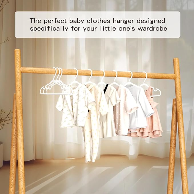 100 Pack Baby Plastic Hangers,12.83" Ultra-Thin,Non-Slip Hangers for Children. Ideal for Closets and Nurseries.Designed for Newborns and Children's Clothing,Including Trousers,Coat,Dresses.(White)