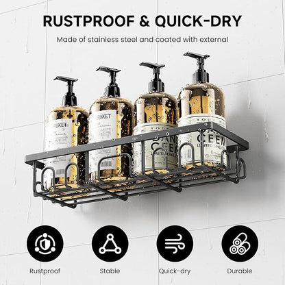 Shower Caddy, 3 Pack Shower Shelves for Inside Bathroom, Rustproof Adhesive Bathroom Organizer with Soap Holder, No Drilling Washroom Organizers and Storage for Bathtub Room/Kitchen/Home, Grey