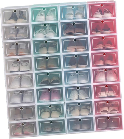 Toyvian 6PCS 6pcs Transparent Stackable Shoe Storage Boxes Thickened Plastic Shoe Containers with Front Door for Sneakers for Closet and Living Space Green Small