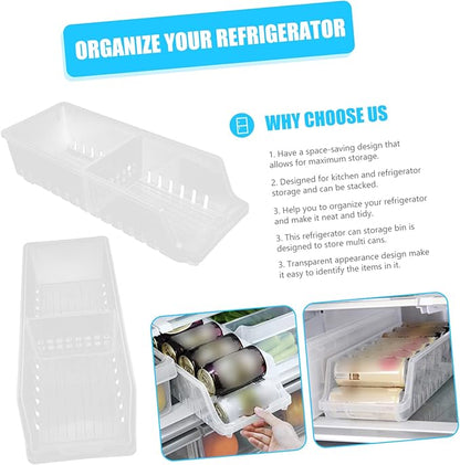 OUNONA Beverage Dispenser for Fridge Soda Can Organizer Auto Slide down Can Storage Rack Double Design Compact Storage Refrigerator Drink Organizer
