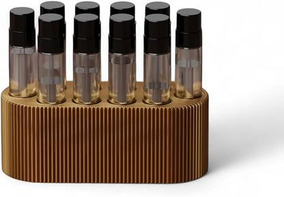 Perfume Sample Organizer for Bathroom or Vanity – Ideal Makeup and Skincare Storage, Desk and Bathroom Counter Organizer, Gift for Her (2mL Gold - Fits Mini Perfume Samples)