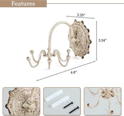 NIKKY HOME Wall Mounted Hooks Jewelry Organizer Rustic Hanging Vintage Decorative Shabby Chic Jewelry Storage Display Hanger for Necklace, Earrings, Rings, Belt, Hat, Gift for Women Girl Lady, white