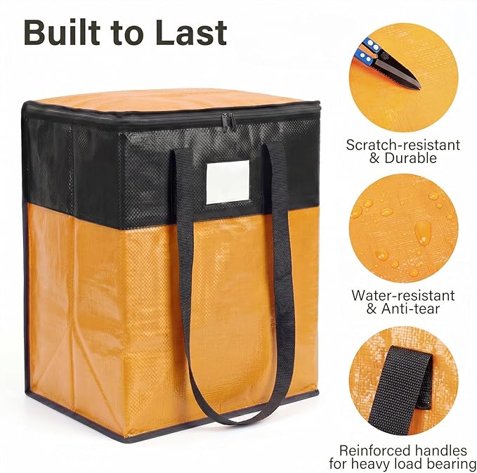 2Pack 180L Extra Large Moving Bags Heavy Duty with Strong Zipper & Comfortable Handles,Sturdy & Durable Clothes Storage Bags,Reusable Packing Moving Boxes for College Dorm,Bedding,Space Saving,Yellow