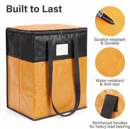 2Pack 180L Extra Large Moving Bags Heavy Duty with Strong Zipper & Comfortable Handles,Sturdy & Durable Clothes Storage Bags,Reusable Packing Moving Boxes for College Dorm,Bedding,Space Saving,Yellow