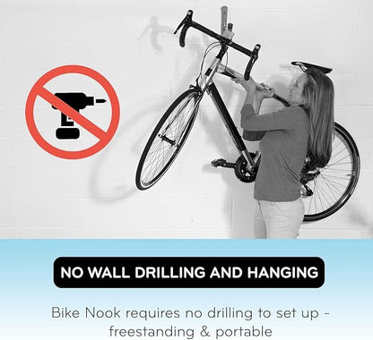 Bike Nook Stand & Vertical Storage Rack - 4 Pack with connectors- The Original Vertical Bicycle Floor Stand for Garage Storage and Indoor and Outdoor use, No Drilling Required