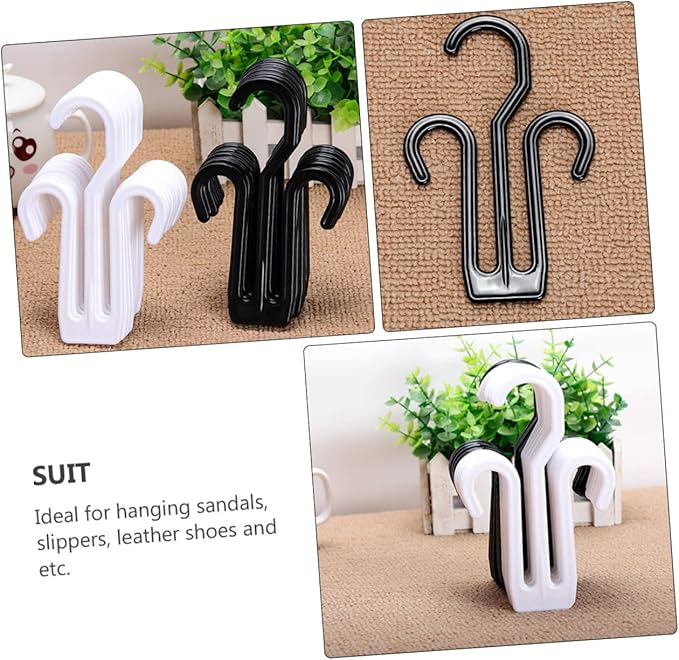 20pcs Multifunctional Shoe Rack for Drying Slippers and Shoes Space-Saving Hanging Organizer with Hooks Design for Home Hotel and Store Use Black