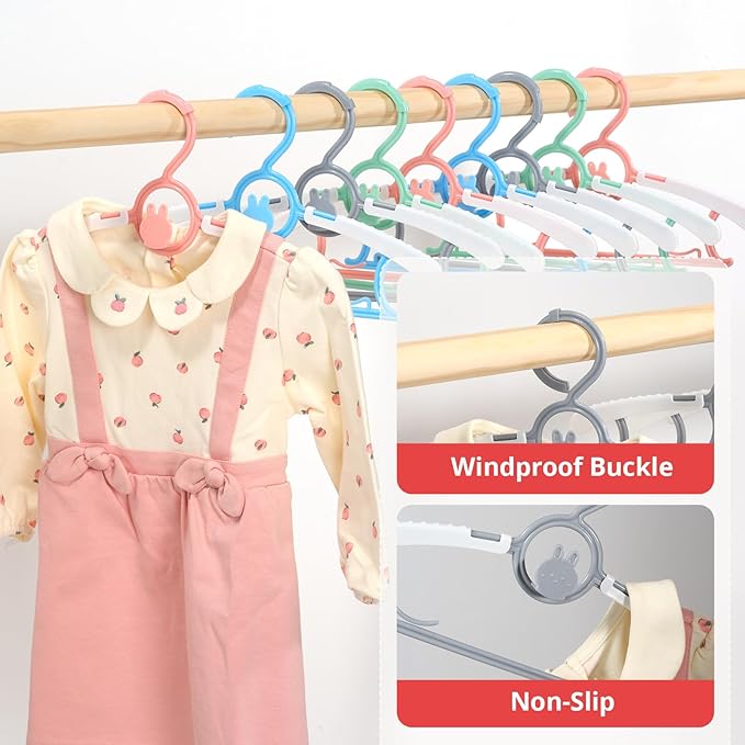 Baby Hangers 20 Pack Mix Colors, Adjustable Plastic Hanger for Baby Children Clothes, Suitable for Infant Toddlers Nursery Kids 11.4" Clothes Hangers
