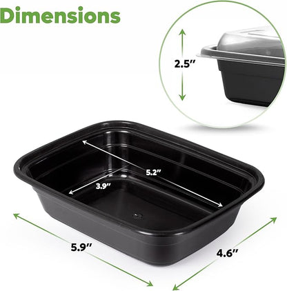 GUSTO 12 oz -1 Compartment Meal Prep Containers with Lids – [50 Count] Reusable, Microwaveable, Dishwasher & Freezer Safe, BPA-Free Food Storage Boxes for Portion Control (Formerly Comfy Package)