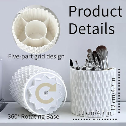 YLYZ Makeup Brush Holder with Cleaning Bowl, Makeup Brush Organizer Cosmetic Display Cases, Hair Brush Holder for Vanity, White