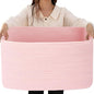 75L Large Woven Storage Basket, Pink Cotton Rope Laundry Hamper with Handles, 22”x17”x12” Rectangle Blanket Basket for Toys, Clothes, Pillows, Nursery and Living Room,Shelf Basket