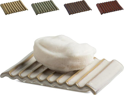 Zoeeker Soap Holder, Ceramic Bar Soap Dishes Soap Saver for Bathroom, Shower, Sink, Kitchen, Countertop, Bath Tub, Keep Soap Bars Dry, White