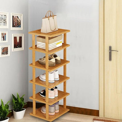6 Tier Bamboo Shoe Rack, Freestanding Rack Layers Stable Structure Waterproof Large Capacity Storage Organizer for Closet Living Room Hallway Space Saving Us Express Shipping