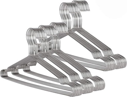 KINJOEK 50 Pack Wire Hangers for Clothes,17.7”Stainless Steel Wire Clothes Hanger 3MM Thick Coat Closet Hangers for Dry and Wet Clothes, Underwear and Trousers