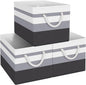 Fab totes Storage Bins 3-Pack, Foldable Storage Baskets for Organizing Toys, Books, Shelves, Closet, Large Storage Box with Rope Handles, Sturdy Organizer Bins,Gradient Grey