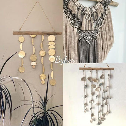 15-Inch Driftwood Wall Hanging Jewelry Hanger - Rustic Wood Logs Hanging Branch Decor with 5 Hooks, Handcrafted from Natural Drift Wood Pieces for Crafts (Rustic)