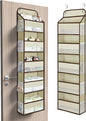 Yecaye 1 Pc 5 Tier Over the Door Organizer with 15 Pockets | 44lb Load Over the Door Storage | No Sagging Closet Organizers and Storage | Versatile Nursery Hanging Organizers for Home Dorm - Beige